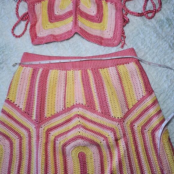 Anthropologie Capittana Hannah Knitted Skirt Set Medium / Large Pink - Picture 4 of 9